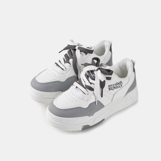 Giày thể thao sneaker nữ second sunday double lace đế tăng chiều cao 4cm sk07
