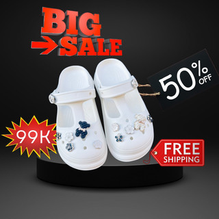 Dép Crosss Sandal đế cao siêu nhẹ tặng kèm bộ ticker gấu xinh xắn