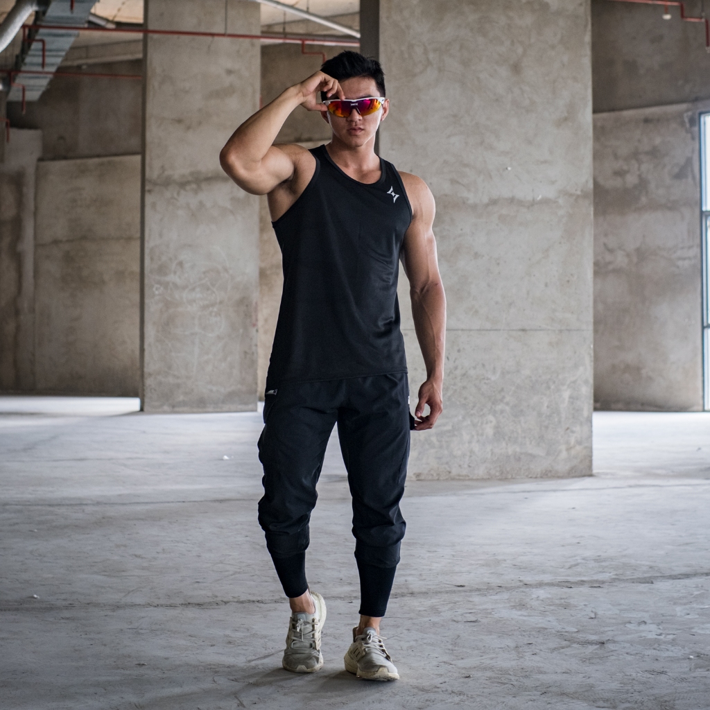 Áo ba lỗ chuẩn form tập gym nam LOGO Rolling Tank