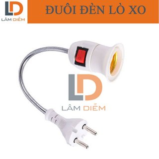 Chuôi đèn e27 thân lò xo có công tắc  xoay 360 độ