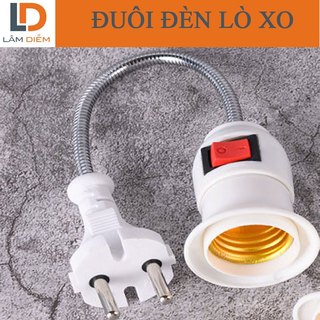ĐUÔI ĐÈN CÓ CÔNG TẮC E27 LÒ XO XOAY 360 ĐỘ