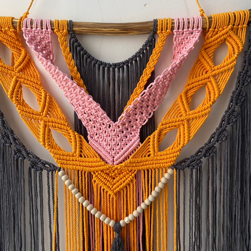 Thảm/rèm/ tranh dây thừng macrame treo tường trang trí nhà cửa homestay.