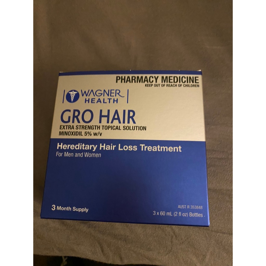 Chai Bôi Kích Mọc Tóc Úc Wagner Gro Hair 5% Minoxidil Extra Strength (3 x 60mL) 180mL Giảm Rụng Tóc Sau 1 Tháng