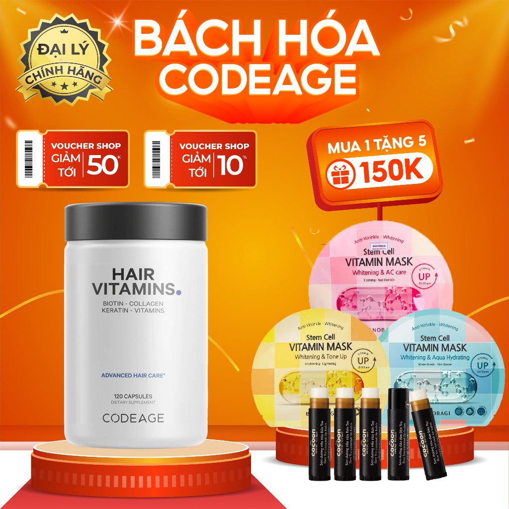Viên uống Hair Vitamin CODEAGE kích thích mọc tóc, giảm rụng tóc 120 viên
