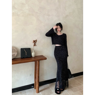 Set bộ trang phục len nữ bling bling ulzzang