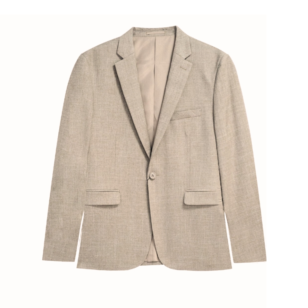 Áo khoác blazer nam demi Owen BL231696 màu be vest rời vải polyester cao cấp dáng slim fit trẻ trung lịch lãm