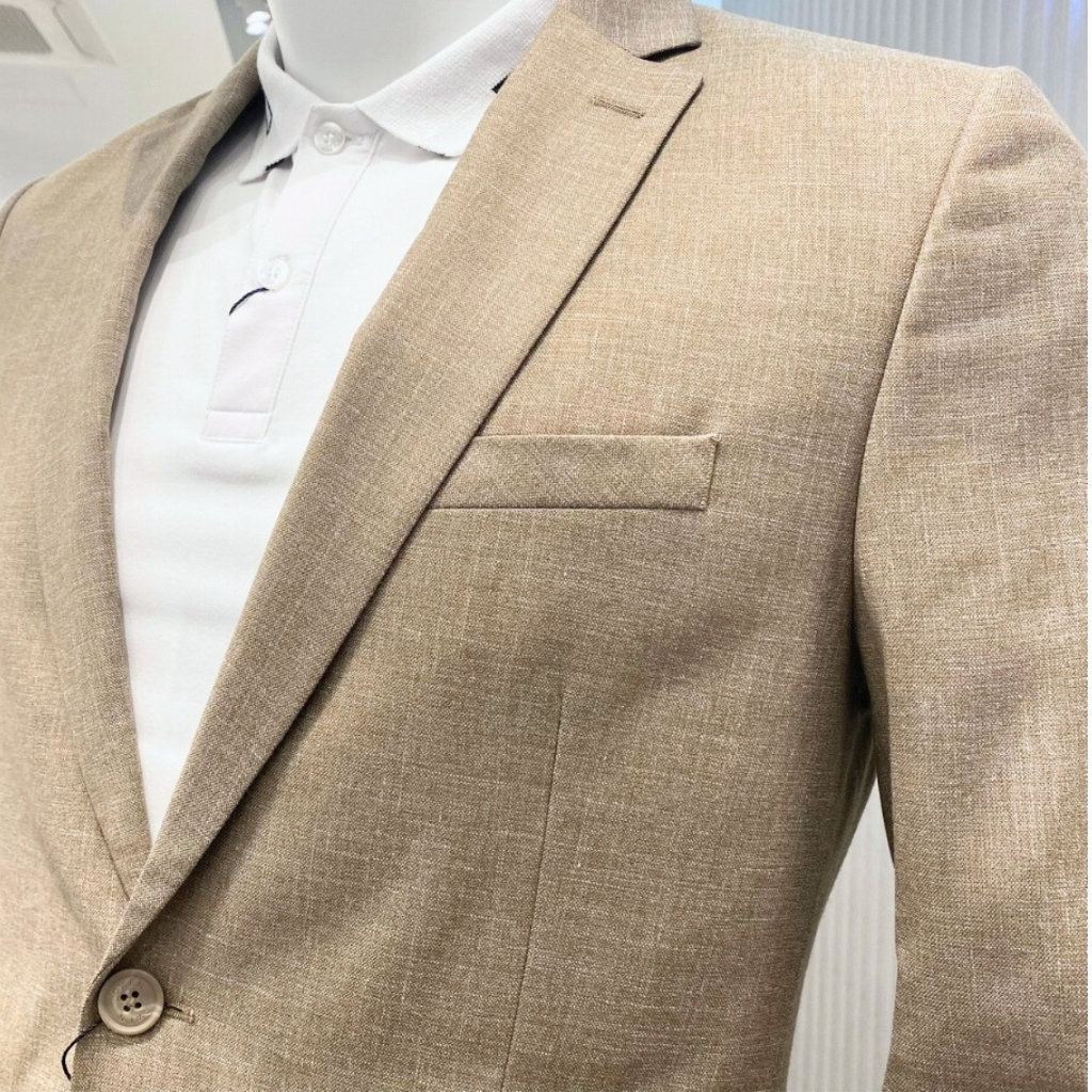 Áo khoác blazer nam demi Owen BL231696 màu be vest rời vải polyester cao cấp dáng slim fit trẻ trung lịch lãm