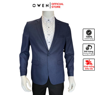 Áo khoác blazer nam demi Owen BL231717 màu navy trơn vest rời vải polyester cao cấp dáng slim fit trẻ trung lịch lãm