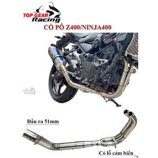 Cổ pô full system ninja400 z400 lắp pô độ 51mm