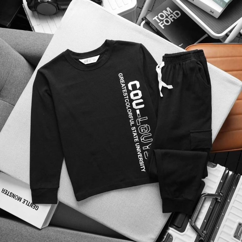 Bộ cotton tay dài size đại bé trai 23-60kg. quần áo thu đông cho bé trai 6 tuổi