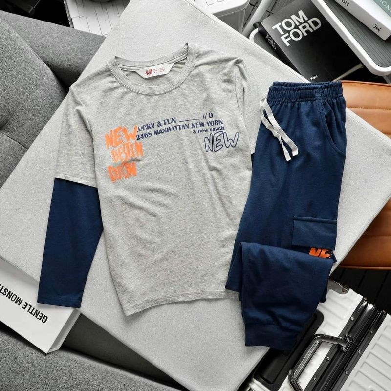 Bộ cotton tay dài size đại bé trai 23-60kg. quần áo thu đông cho bé trai 6 tuổi