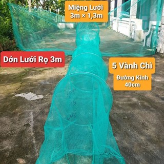 Dớn lưới rọ chặn sông bắt tôm, cua, cá - lổ lưới 3li - dài 2 mét / 3 mét / 4,5 mét / 7,5 mét