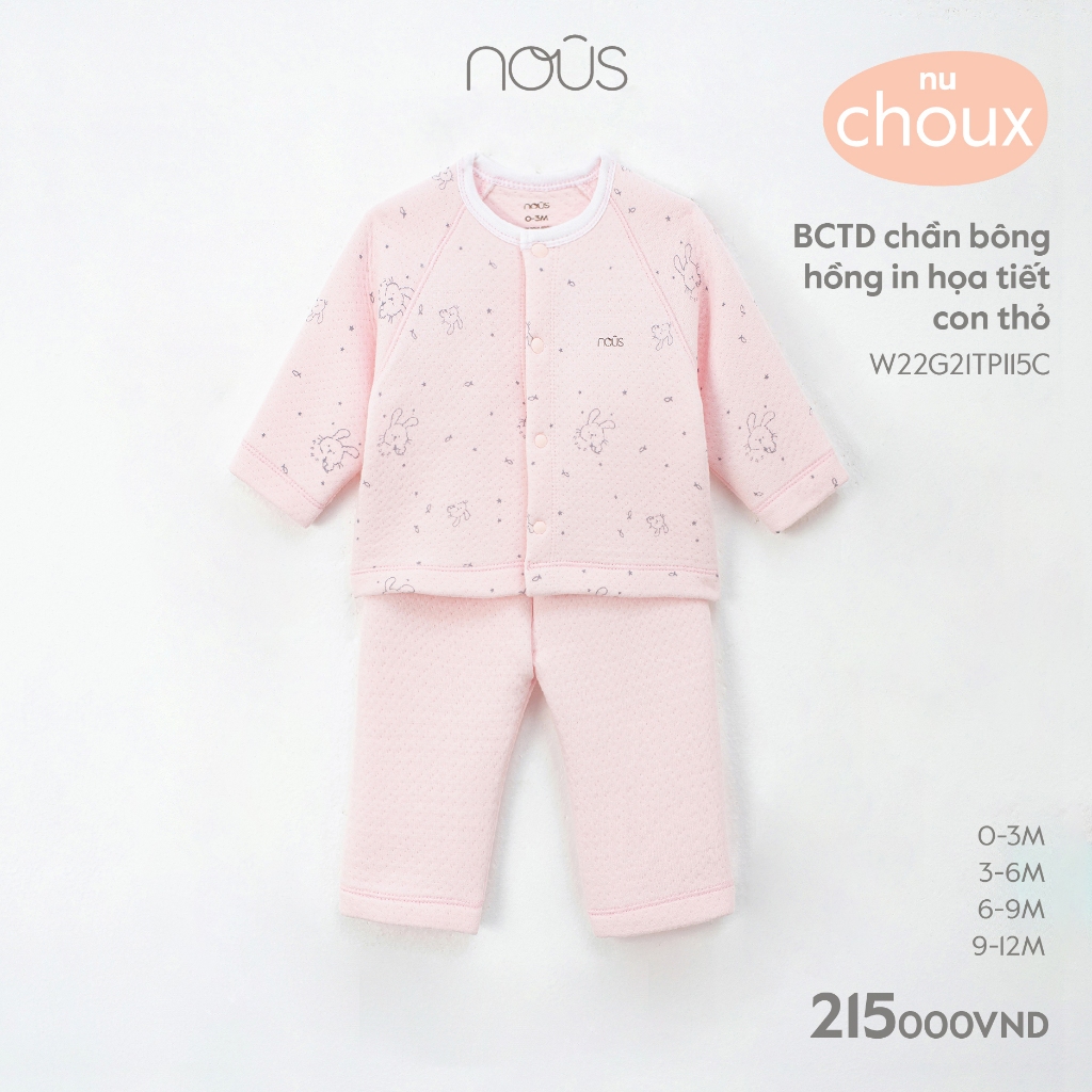 BCTD chần bông màu trắng in họa tiết mặt gấu