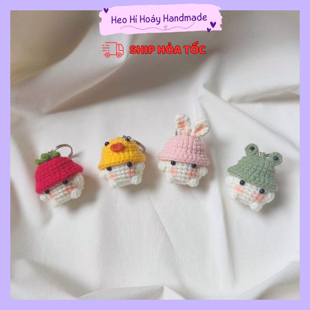 Móc khóa nấm bằng len Heo Hí Hoáy dễ thương