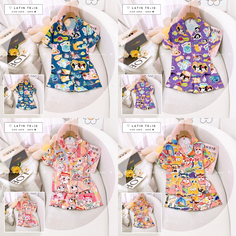Đồ Bộ Pijama Nữ Chất Lụa Mềm Mịn BST Toys Form TN/Đùi Freesize 40-58kg