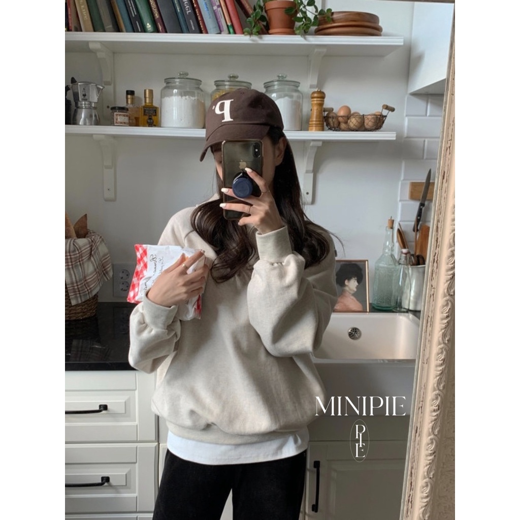 Áo Sweater cổ khoá Basic áo nỉ Polo Tay Dài Phong Cách