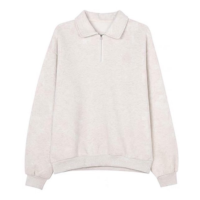 Áo Sweater cổ khoá Basic áo nỉ Polo Tay Dài Phong Cách