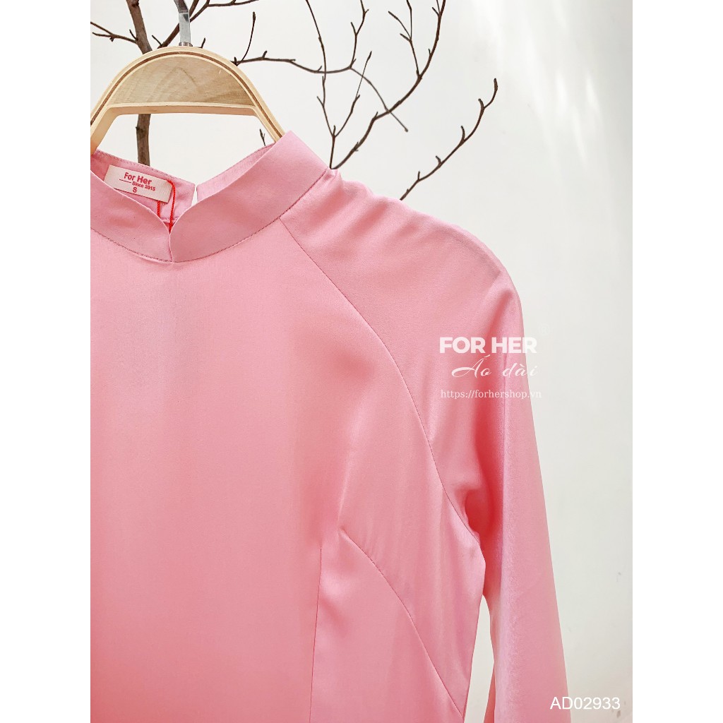 Áo dài trơn FOR HER truyền thống nút ngọc hồng dâu AD02933