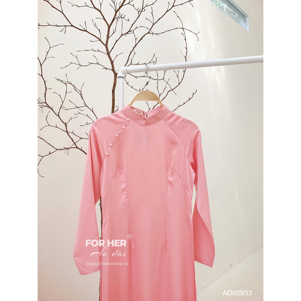 Áo dài trơn FOR HER truyền thống nút ngọc hồng dâu AD02933