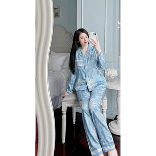 Bộ Ngủ Lụa Xước Thiết Kế Tay Dài