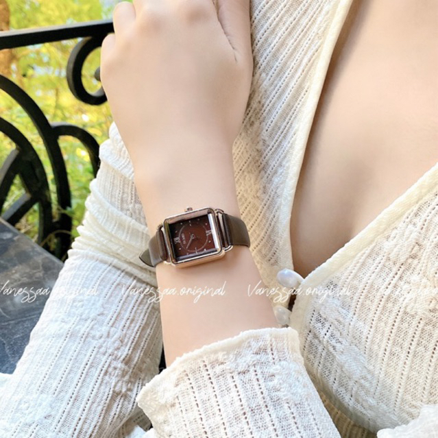 Đồng Hồ nữ công sở thời trang mặt vuông chính hãng skmei dây da thời trang