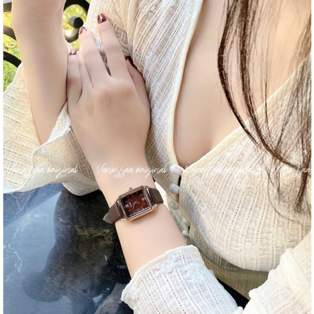 Đồng Hồ nữ công sở thời trang mặt vuông chính hãng skmei dây da thời trang