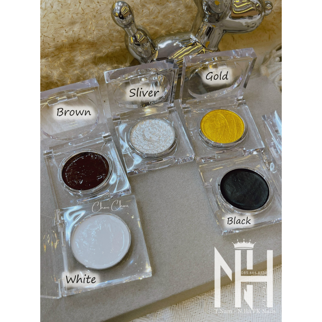 Màu nước vẽ vân đá nail hũ vuông dẹt , màu nước nén vẽ loang