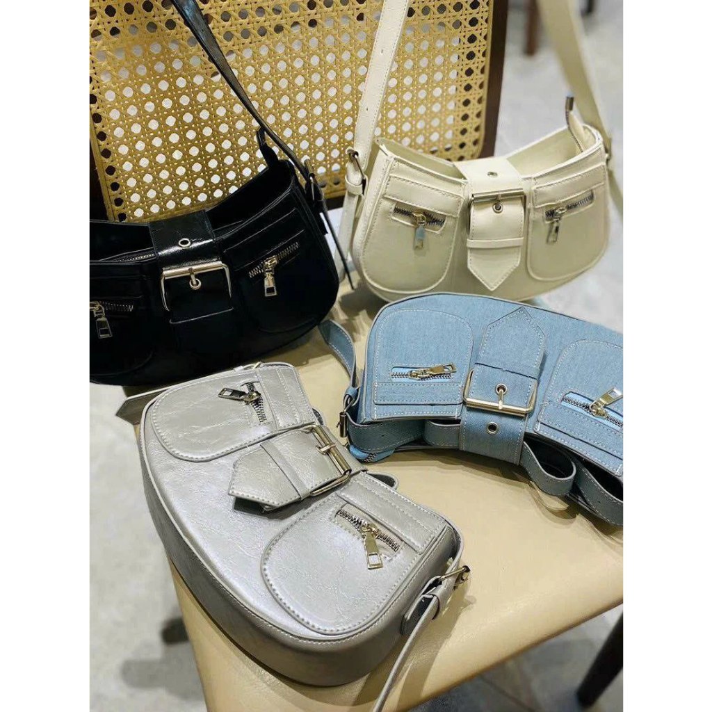 Túi xách nữ, túi đeo chéo thời trang công sở Hàn Quốc đeo chéo hot trend 2023 _BH15 2 KHOÁ SIZE 25