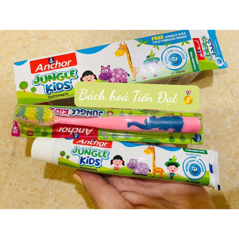 Kem đánh răng trẻ em Anchor Jungle Kids Bubble Gum Flavour 50 gram