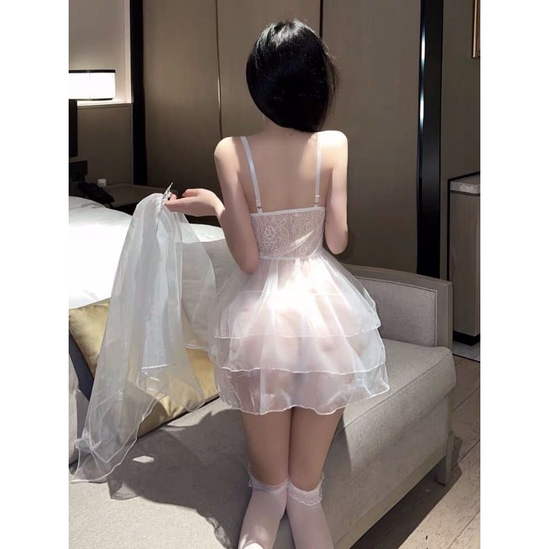 Váy cosplay cô dâu phối nơ đồ ngủ quyến rũ