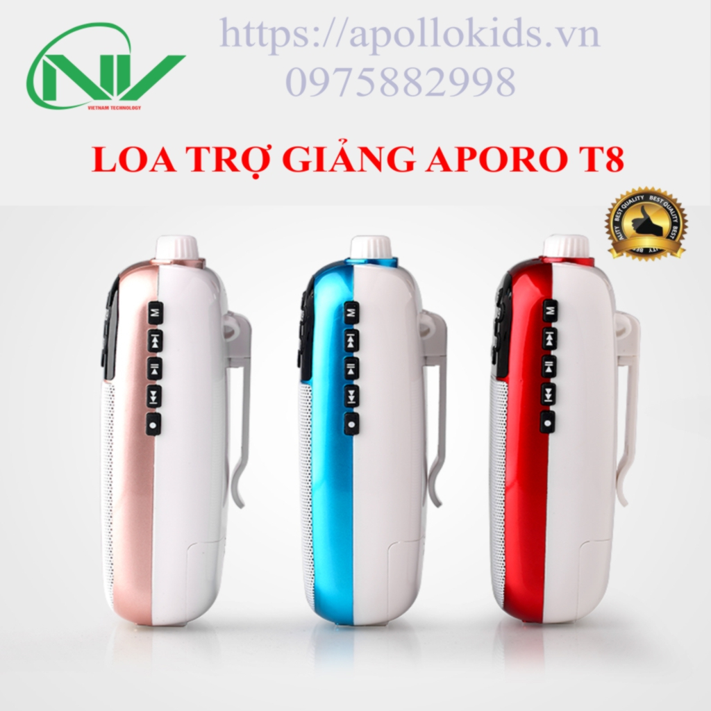Máy trợ giảng có dây Aporo T8 Hỗ trợ thẻ TF, AUX, Ghi âm, FM, Bluetooth,Usb  - Loa trợ giảng Aporo