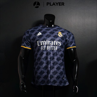 PLAYER Real Madrid Leaguestore - bộ quần áo đá bóng nam sân khách 23/24 màu xám đen họa tiết form âu