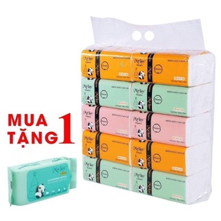Giấy ăn gấu trúc mylan cao cấp - giấy ăn cầu vồng my lan siêu mềm mịn - bịch 10 gói tặng 1 gói giấy ướt