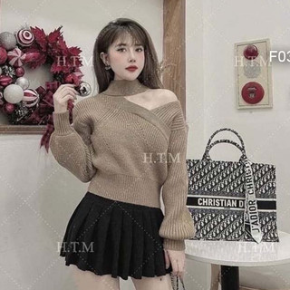 Áo len hở bên vai tay dài hàng QC!