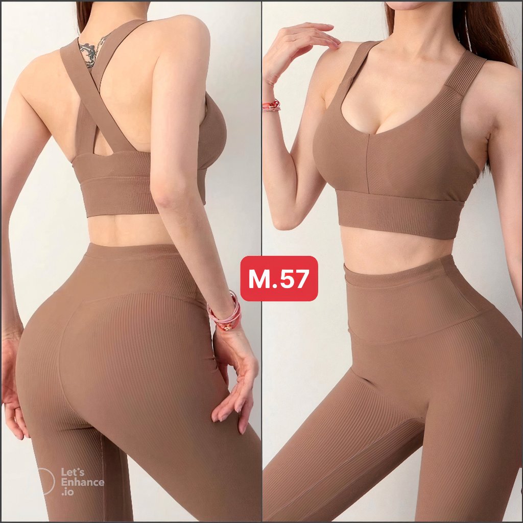 Bộ Quần Áo tập Yoga Gym Thun Gân Tăm