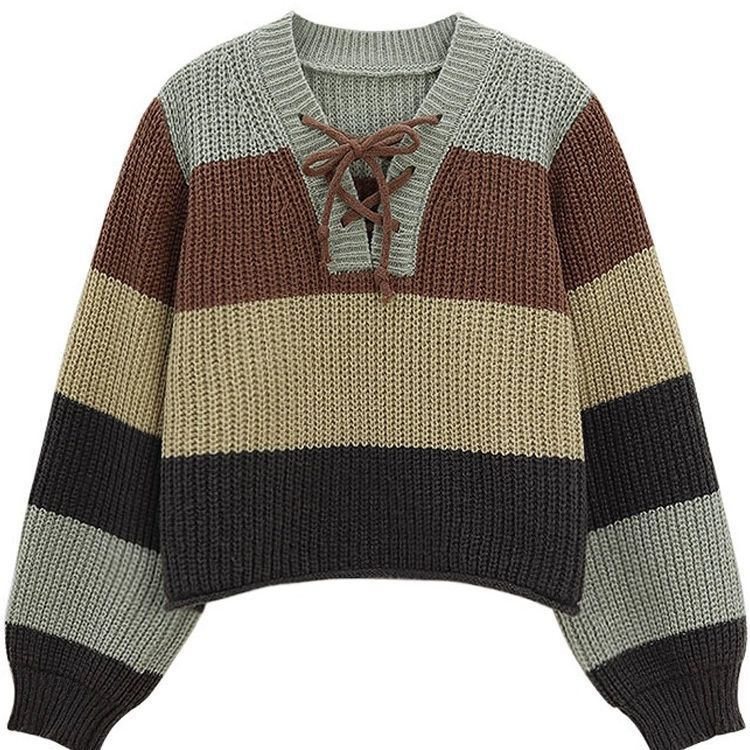 Áo len croptop nữ LULY SPORT chất len dày dặn.họa tiết kẻ sọc,phong cách Hàn Quốc trẻ trung- K52