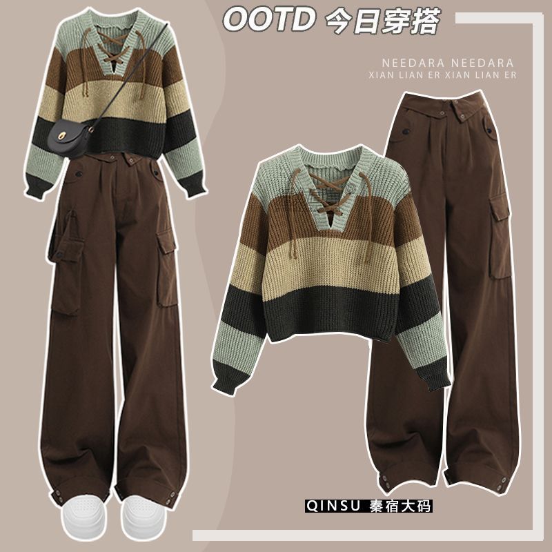 Áo len croptop nữ LULY SPORT chất len dày dặn.họa tiết kẻ sọc,phong cách Hàn Quốc trẻ trung- K52