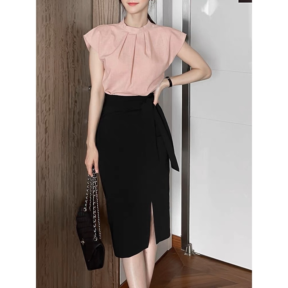 Chân váy nữ xoắn eo chất co giãn, chân váy nữ công sở ôm sáng chất Umi xịn Okélla