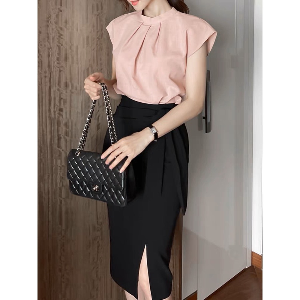 Chân váy nữ xoắn eo chất co giãn, chân váy nữ công sở ôm sáng chất Umi xịn Okélla