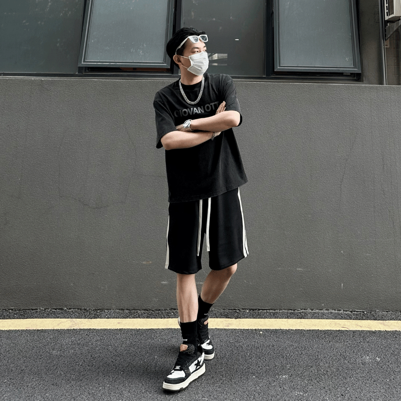 40-105kg Quần Short 2 sọc Nam Nữ Bigsize thời trang Sói thun da cá nhiều màu