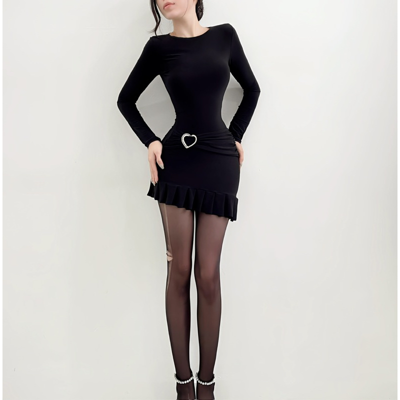 Đầm Body Xếp Li Đuôi Cá Charm Trái Tim Ôm Body Sexy￼