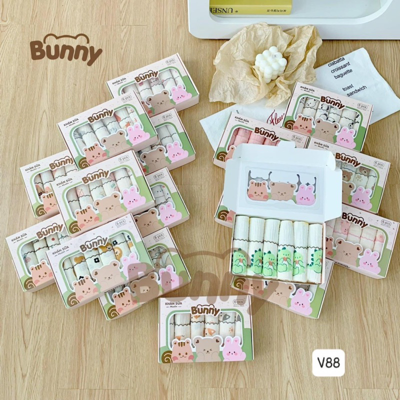 Set 6 Khăn Sữa Bunny Chất Liệu Xô Muslin cao cấp