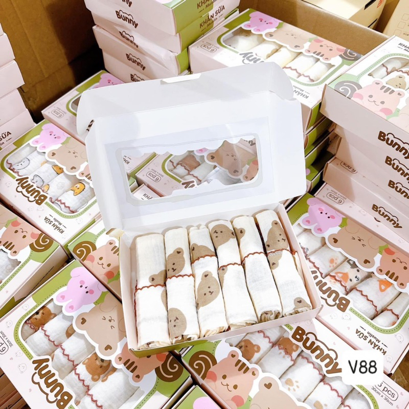 Set 6 Khăn Sữa Bunny Chất Liệu Xô Muslin cao cấp