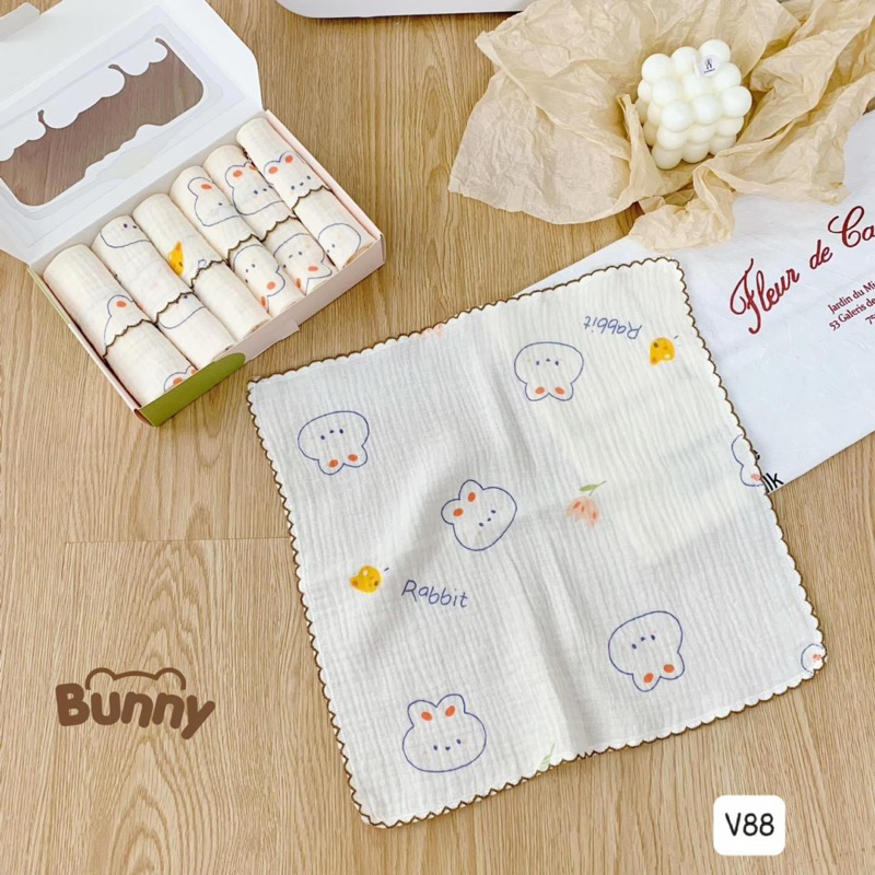 Set 6 Khăn Sữa Bunny Chất Liệu Xô Muslin cao cấp