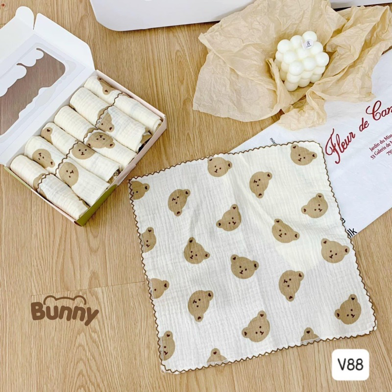 Set 6 Khăn Sữa Bunny Chất Liệu Xô Muslin cao cấp