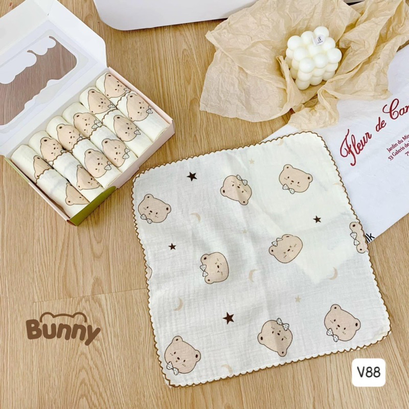 Set 6 Khăn Sữa Bunny Chất Liệu Xô Muslin cao cấp