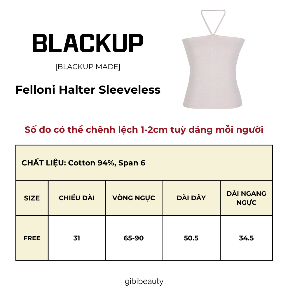 Áo dây BLACKUP Felloni Halter Sleeveless