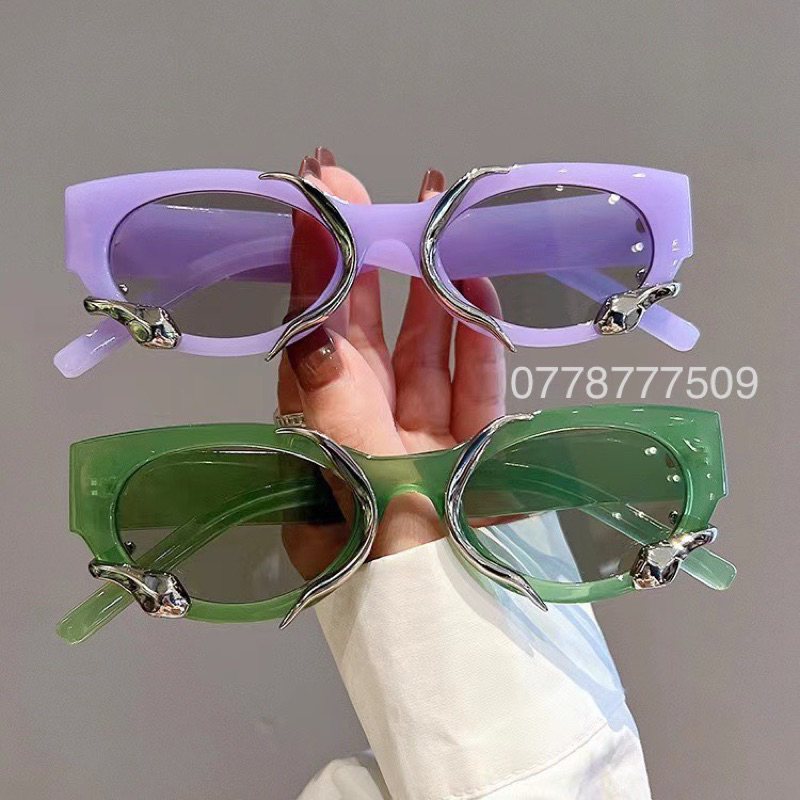 Mắt Kính Thời Trang Tròn Oval Nhiều Màu Y2K Mix Mãng Xà Ngọt Ngào Phong Cách Jennie Balck Pink