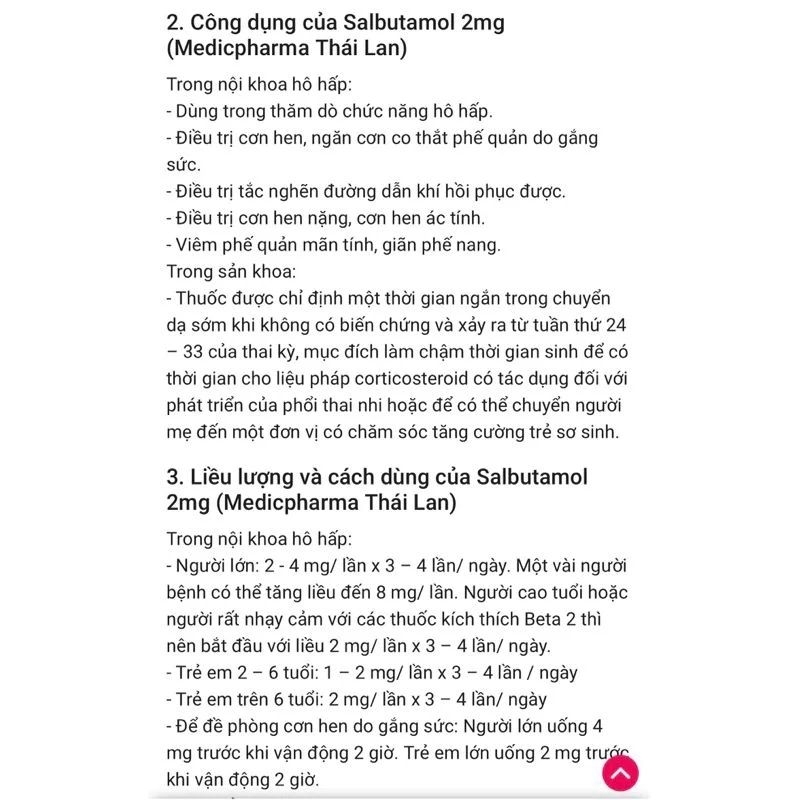Salbutamol chuẩn thái 1000 viên 2mg_miễn phí ship