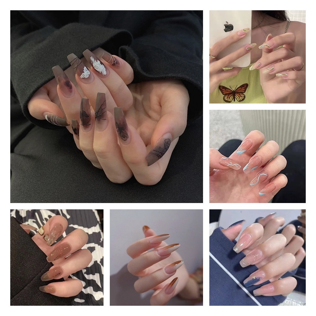 Set 24 Nail Box dáng dài phong cách cá tính tặng kèm quà